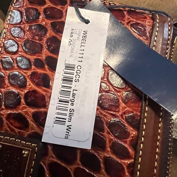 Brown croc embossed Dooney wristlet - Picture 6 of 6